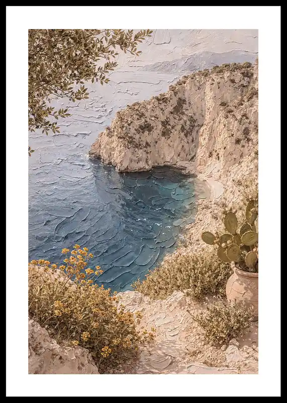 Mediterranean Cliffside Poster Geprüft