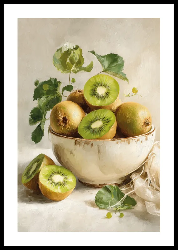 Still Life Bowl With Kiwi Poster Top-Seller