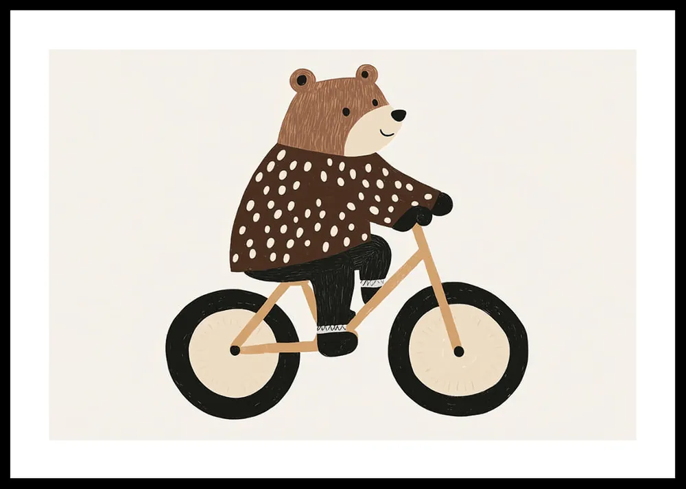 Pedaling Bear Joy Poster Top-Angebot