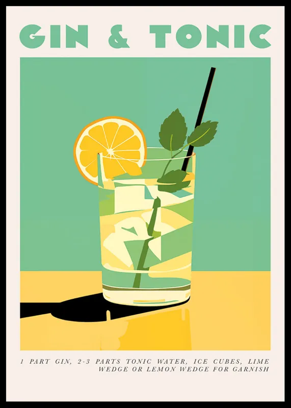 Retro Gin And Tonic Poster Neue Ware