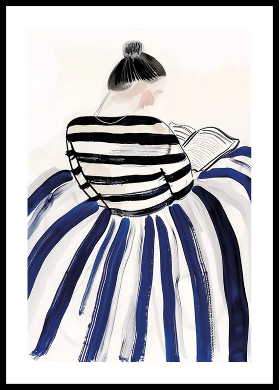 Schneller Versand Reading In Blue Stripes Poster