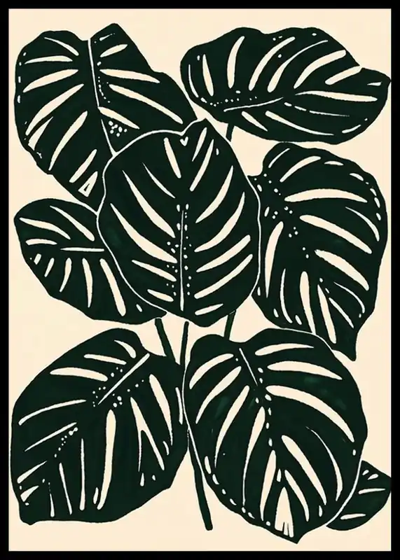 Kostenfreie Lieferung Monochrome Leaf Harmony Poster