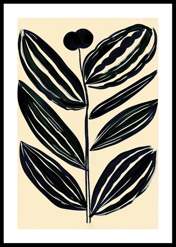 Monochrome Foliage Elegance Poster Sale