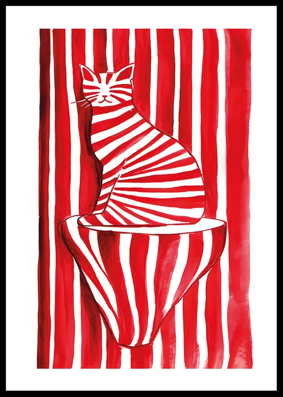 Cat In Candy Stripes Poster Super-Preis