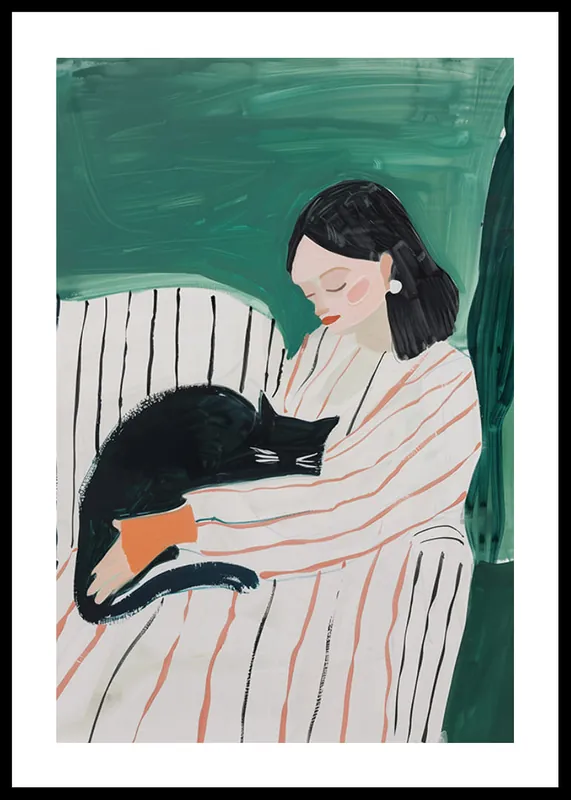 Serenity With A Black Cat Poster Beliebt
