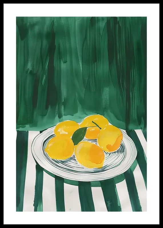 Zesty Lemons On Stripes Poster Neuheit