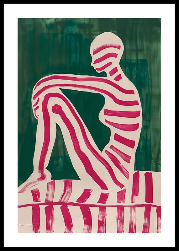 Nur Heute Pinkish Striped Silhouette Poster