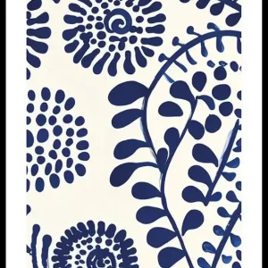 Abstract Blue Flora Poster Markenprodukt