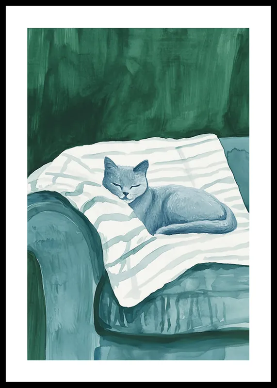 Blue Hues & Cat Naps Poster Solange Der Vorrat Reicht