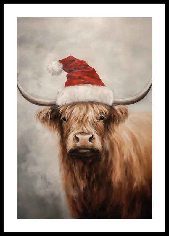 Merry Christmas Cow Poster Sonderangebot