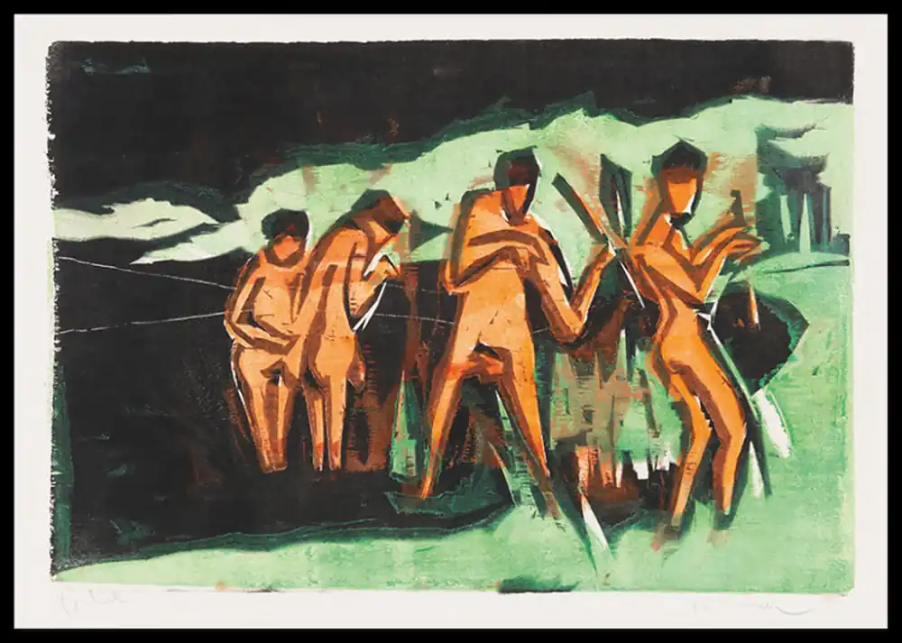 Mit Schilf Werfende Badende By Ernst Ludwig Kirchner Poster Bestpreis