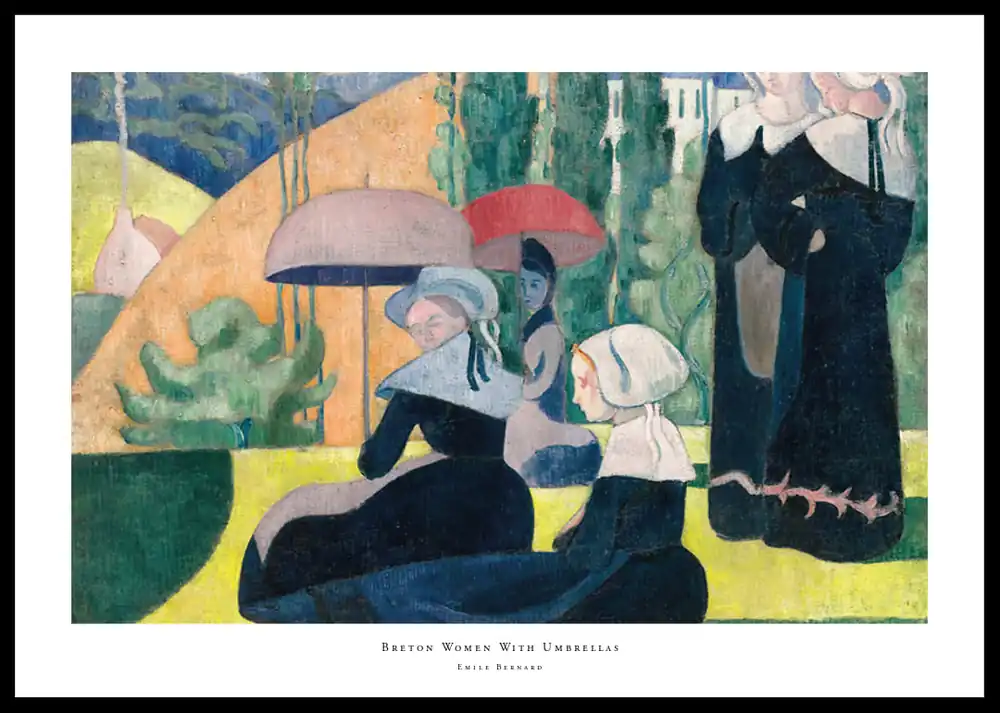 Breton Women With Umbrellas By Emile Bernard Poster Sale