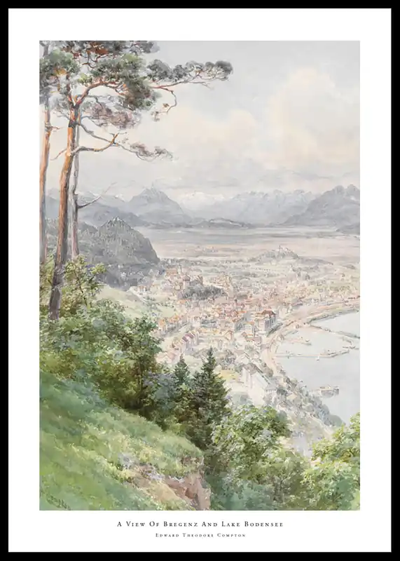 Meistverkauft A View Of Bregenz And Lake Bodensee By Edward Theodore Compton Poster