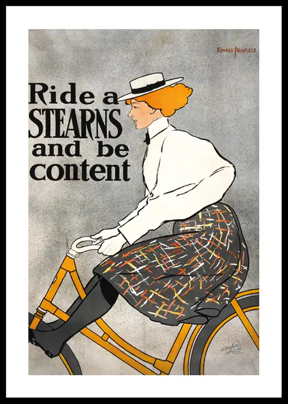 Ride A Stearns, Be Content By Edward Penfield Poster Nur Heute