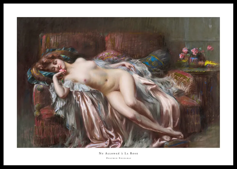 Nu Allongé à La Rose By Delphin Enjolras Poster Markenprodukt