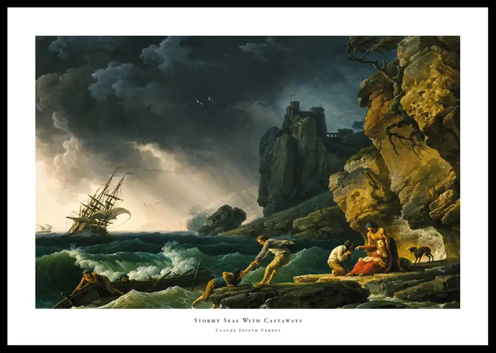 Echt Stormy Seas With Castaways By Claude Joseph Vernet Poster