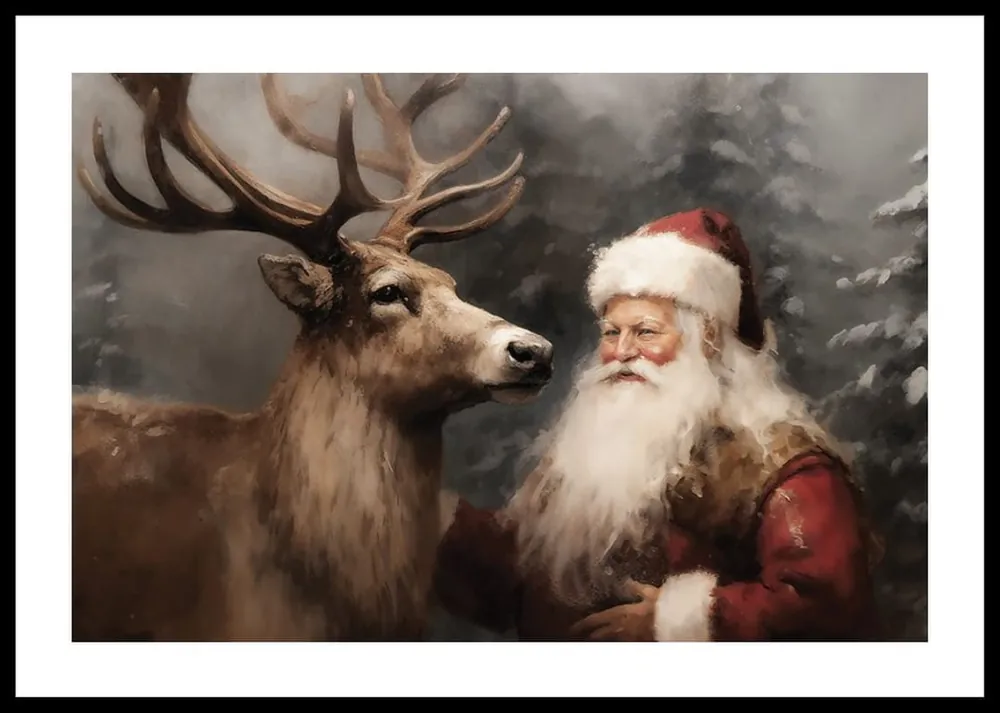 Must-Have Santa And His Noble Reindeer Poster