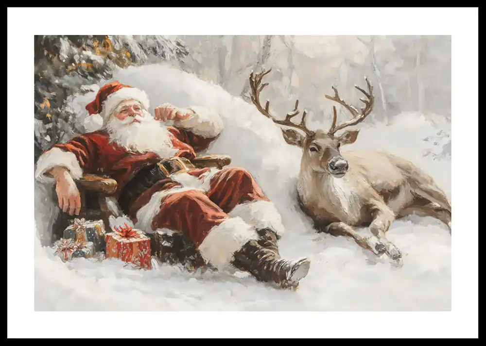 Ausverkauf Reindeer Rest With Santa Claus Poster