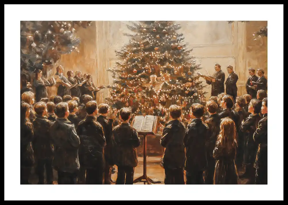 Christmas Choir By The Tree Poster Sale