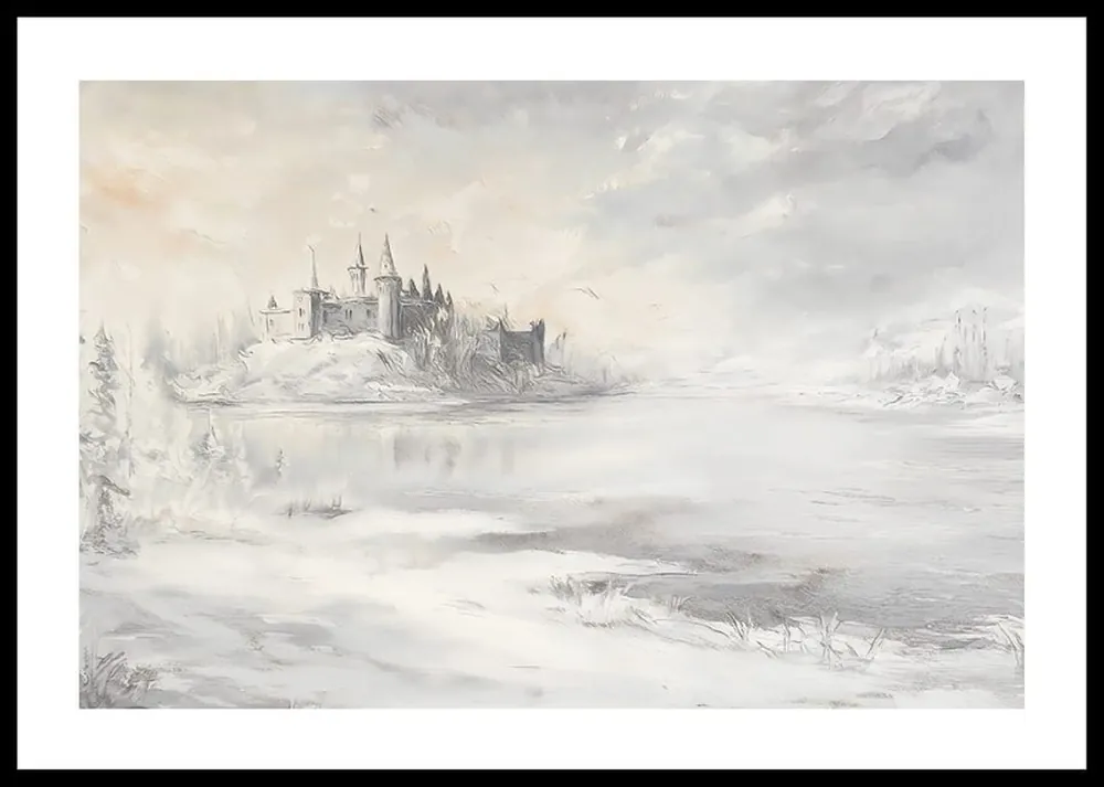Kostenloser Versand Snowy Castle Landscape Poster