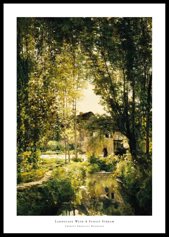 Landscape With A Sunlit Stream By Charles Francois Daubigny Poster Top-Preis