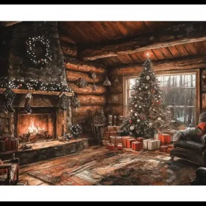A Cabin Christmas Eve Poster Highlight