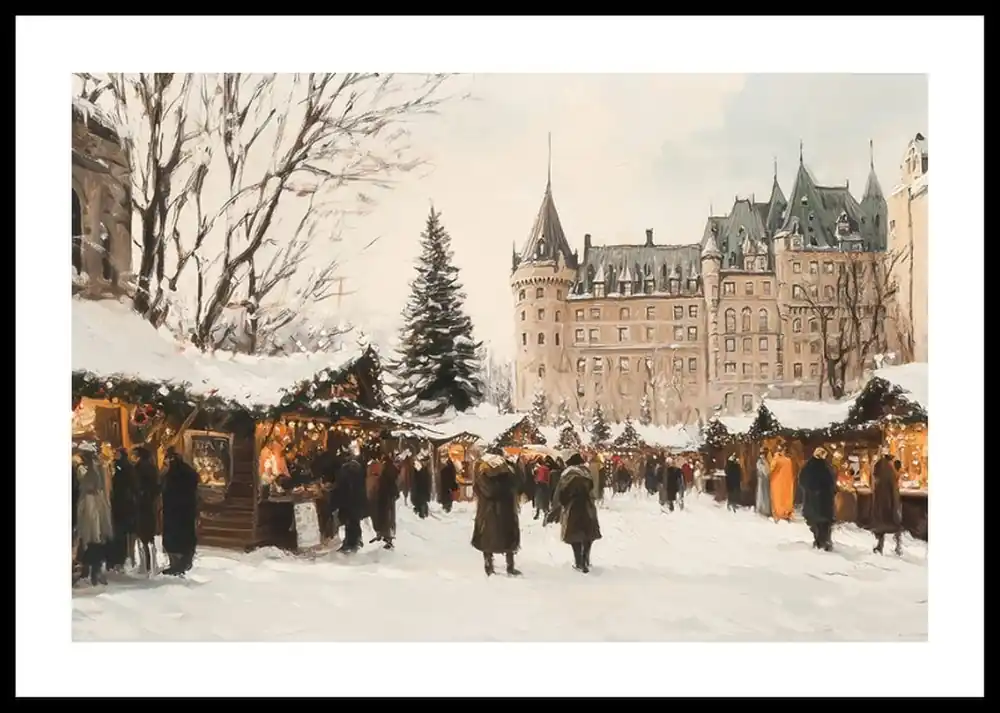 Snowy Village Festivities Poster Garantierte Lieferung