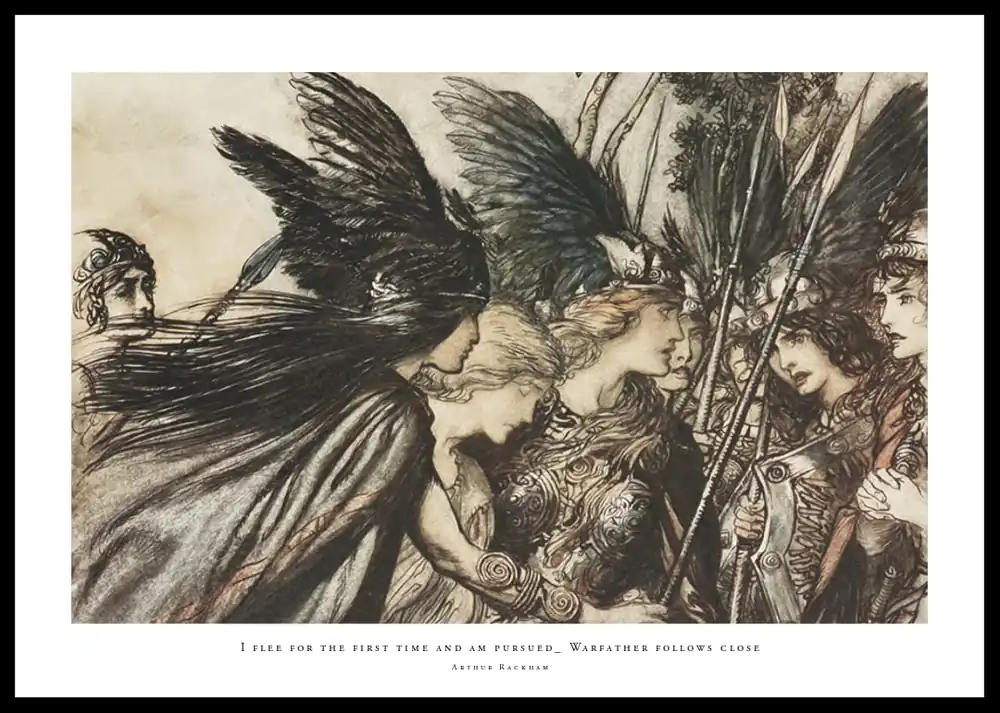 I Flee For The First Time And Am Pursued Warfather Follows Close By Arthur Rackham Poster Finale Aktion