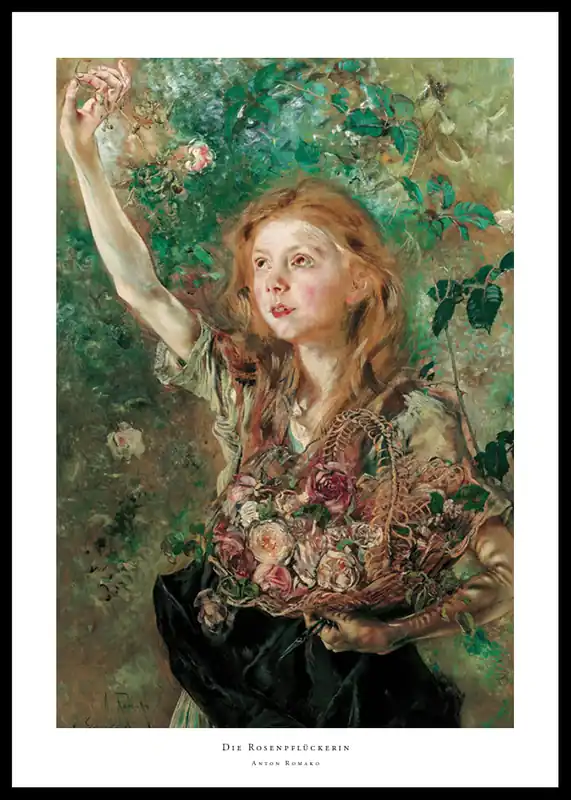 Die Rosenpflückerin By Anton Romako Poster Neuheit