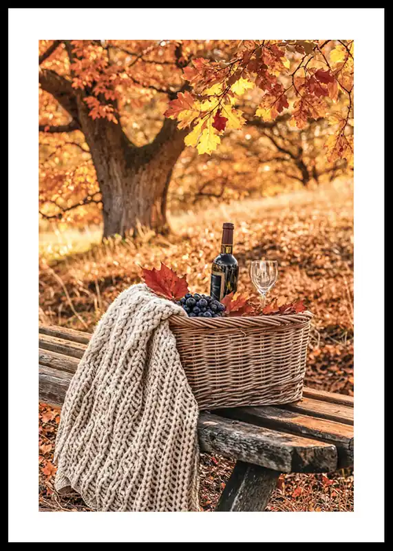 Highlight Autumn Picnic Wine And Grapes Poster