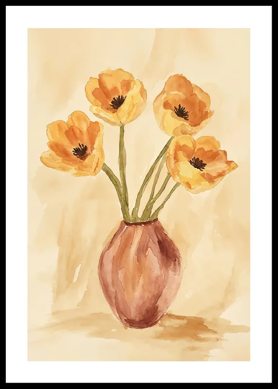 Markenware Rustic Vase With Poppies Poster