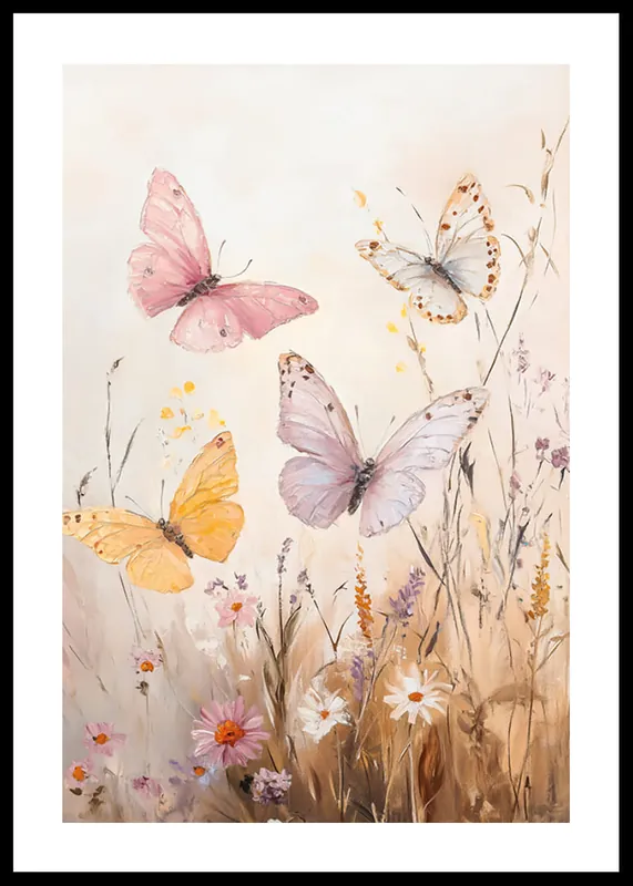 Dancing Butterflies And Blossoms Poster Kostenloser Rückversand