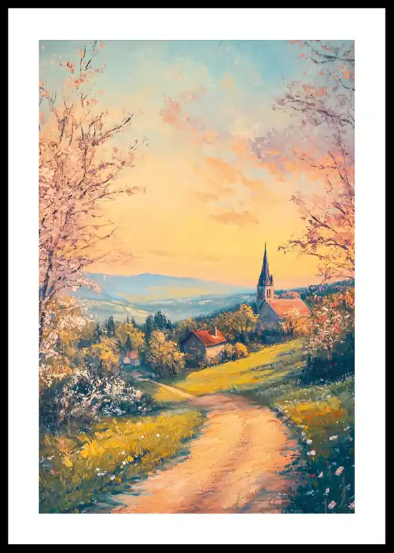 Golden Hour In The Village Poster Rabatt