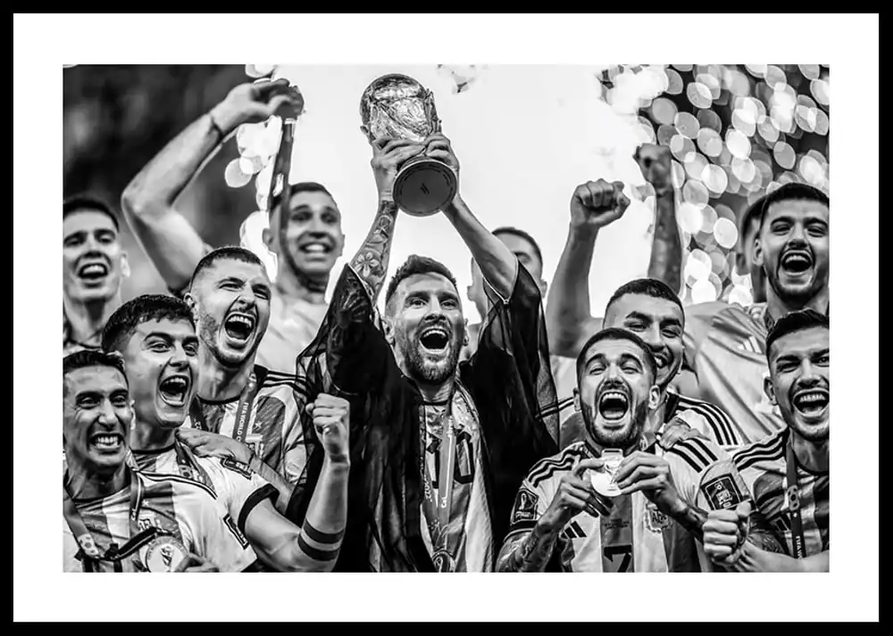Lionel Messi Argentina World Cup 2022 B&W No1 Poster Markenprodukt