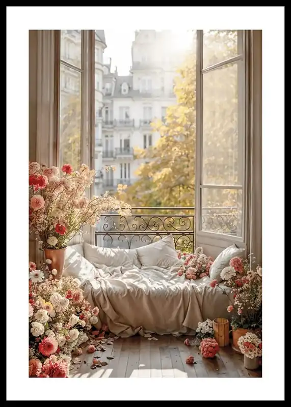 Flowers By The Open Window Poster Highlight