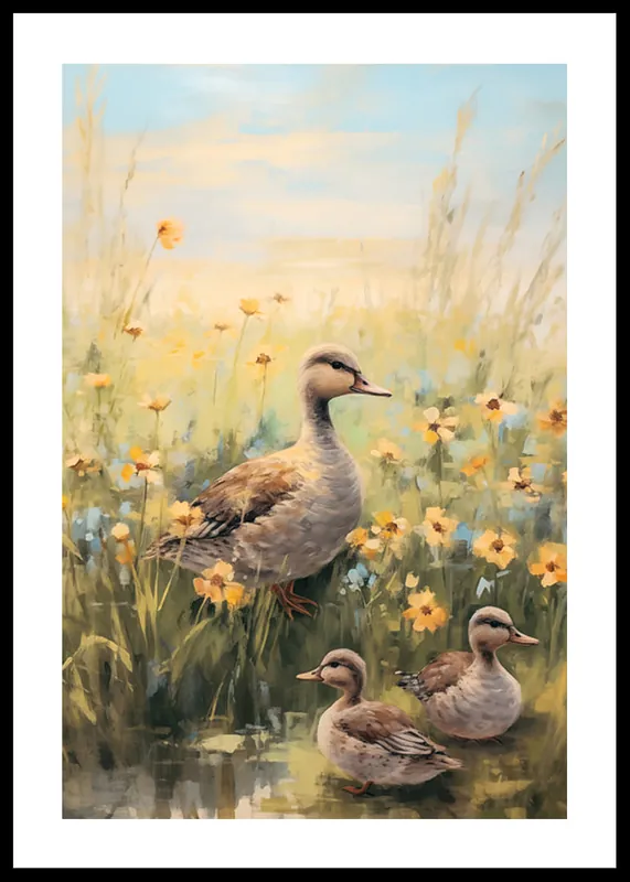 Markenware Ducks In A Wildflower Meadow Poster