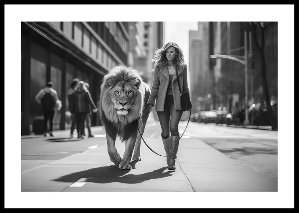 Direkt Vom Hersteller Lion On A Leash Poster