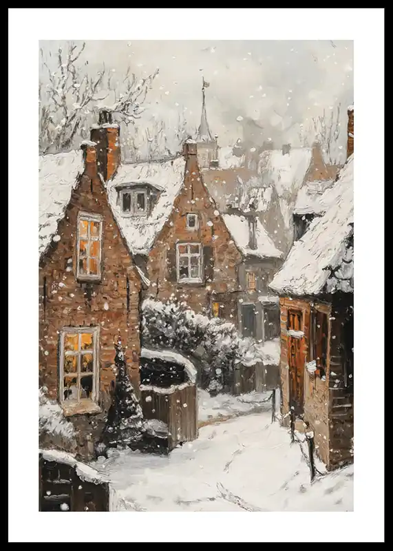Direktkauf Winter Village In Snowfall Poster