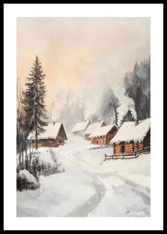 Garantierte Lieferung Winter Cabin Lane Poster