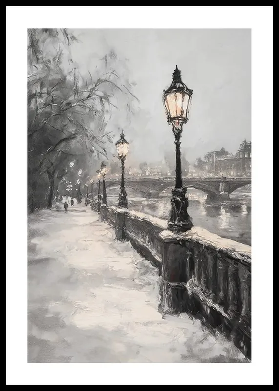 Winter Stroll By The Riverside Poster Kostenloser Rückversand