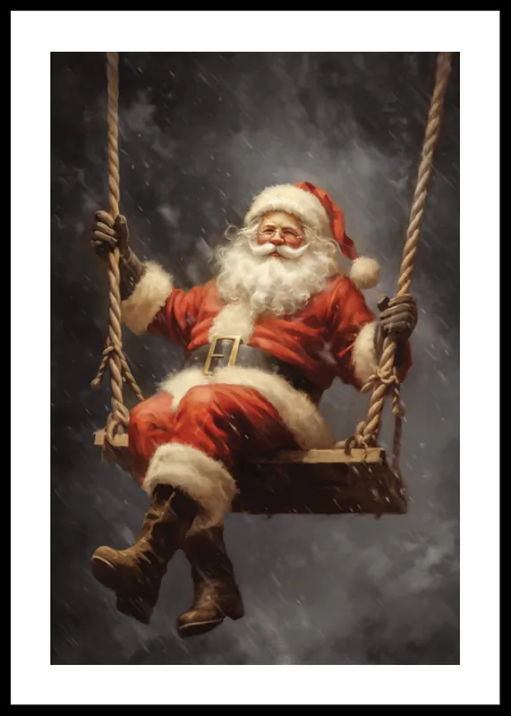 Santa On A Swing Poster Solange Der Vorrat Reicht