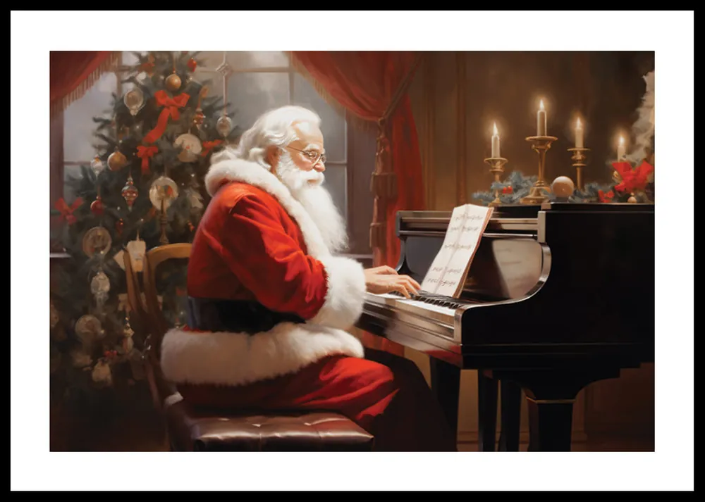 Santa On The Piano Poster Highlight