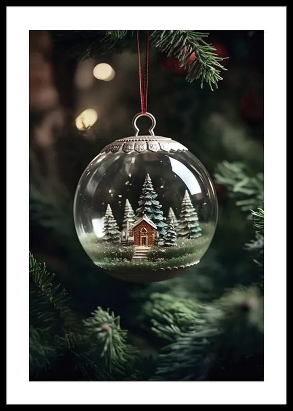 Rabatt Snow Globe In Tree Poster