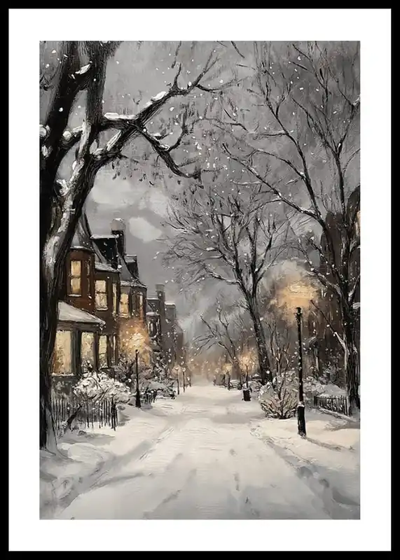 Neuheit Streetlights And Snowfall Poster