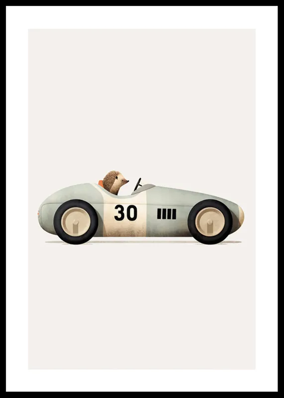 Hedgehog In Toy Car Poster Direkt Vom Hersteller