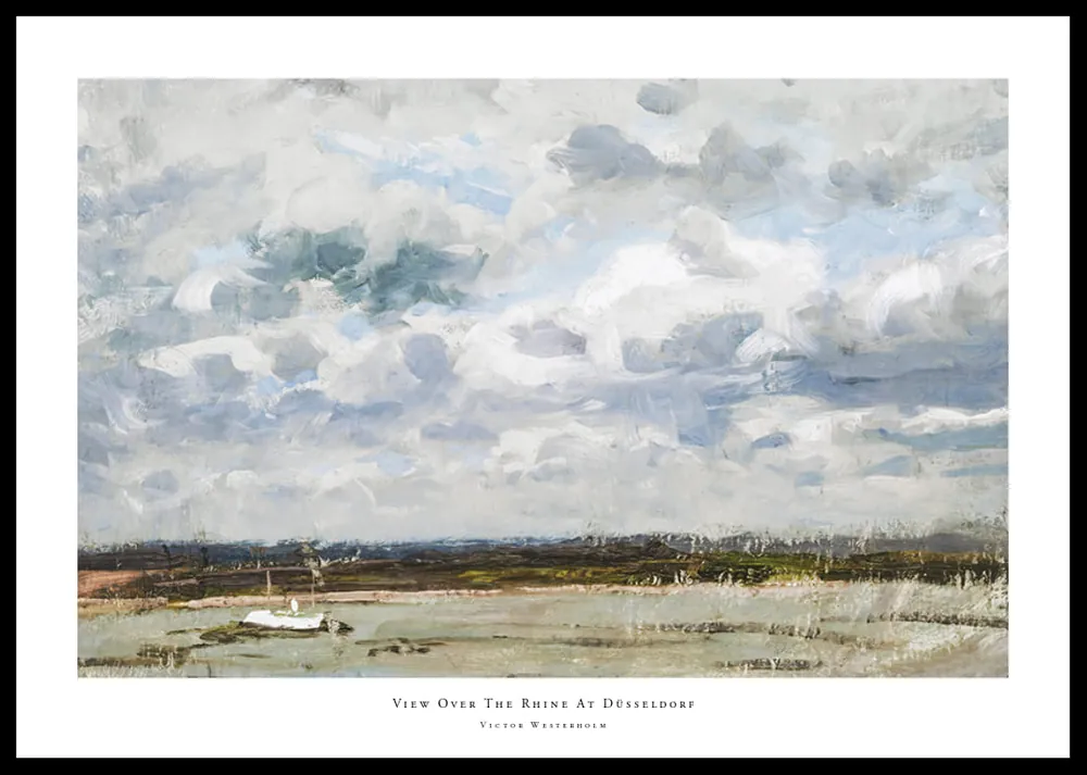 View Over The Rhine At Düsseldorf By Victor Westerholm Poster Neu Im Sortiment