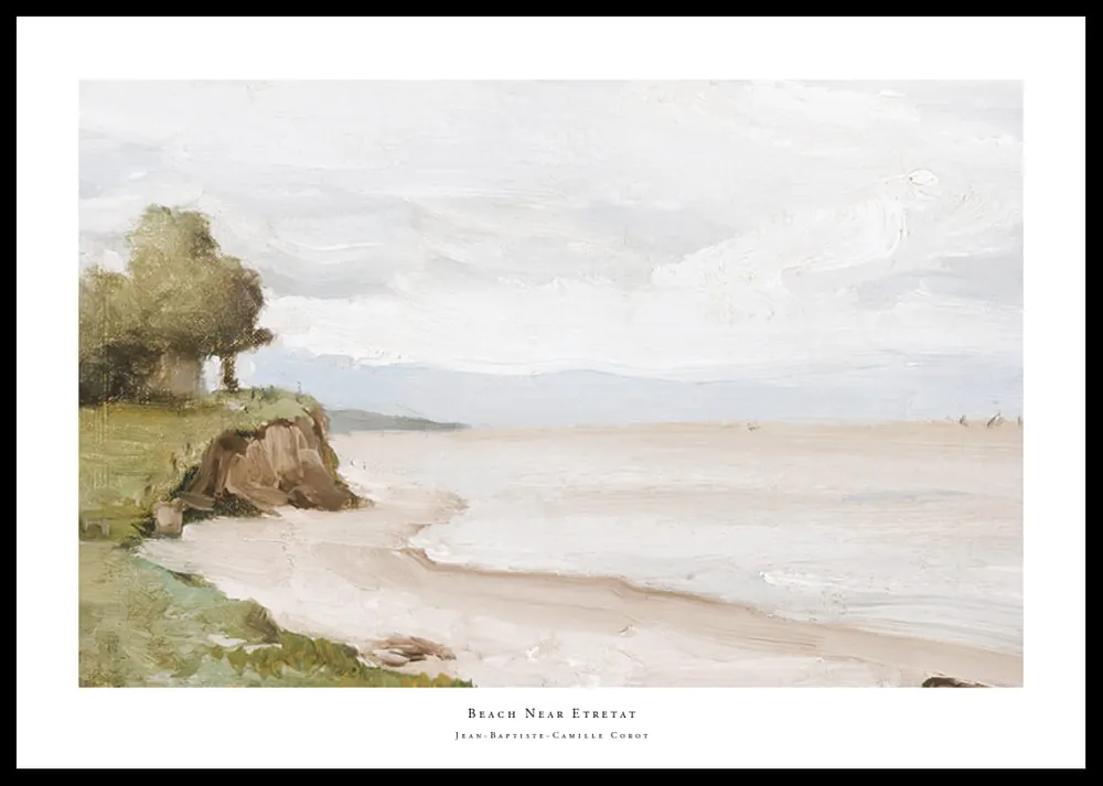 Solange Der Vorrat Reicht Beach Near Etretat By Jean-Baptiste-Camille Corot Poster