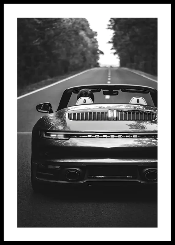 Porsche 911 Carrera 4s Rear B&W Poster Kostenfreie Lieferung