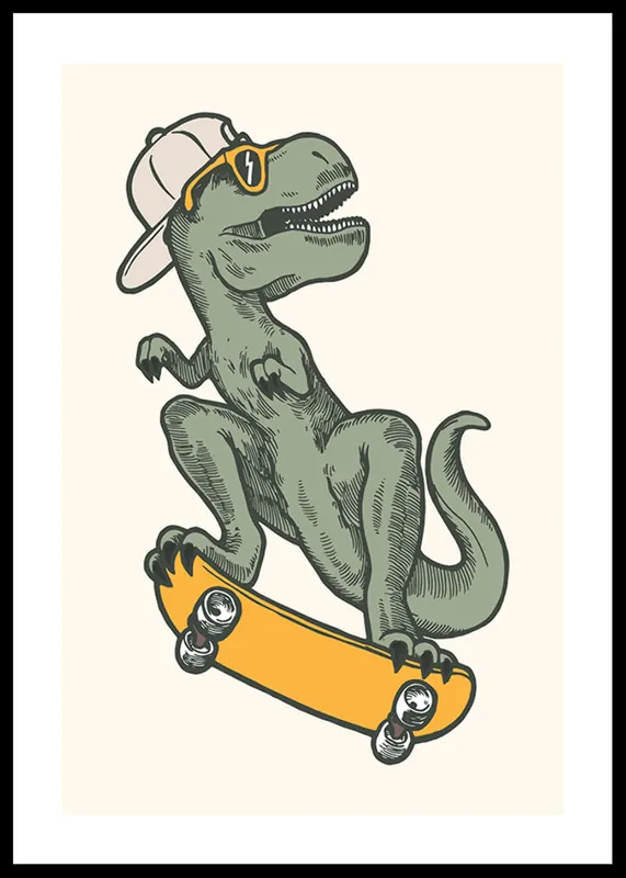 T-rex Dino Skateboarding Poster Nur Für Kurze Zeit
