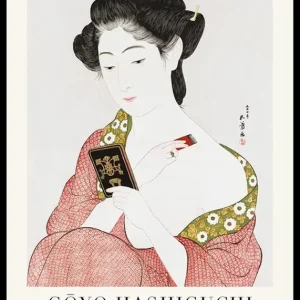 A Woman Applying Makeup By Goyō Hashiguchi Poster Markenprodukt